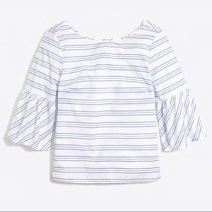 EUC J. Crew Striped bell-sleeve tie-back top